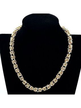 Moda Al Massimo Italy 18K Yellow Gold Plated Heavy Byzantine Chain 17 Inch